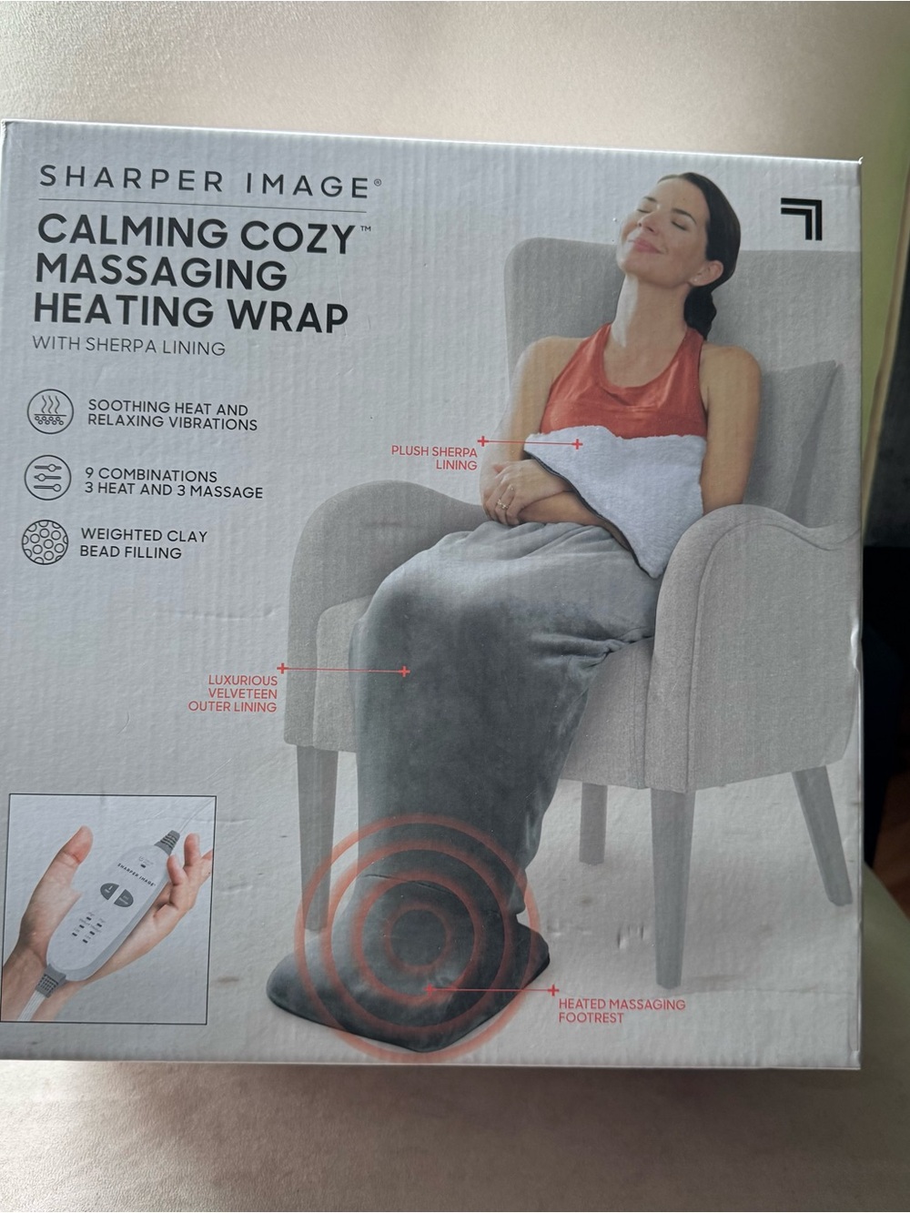 💚💚💚 Sharper Image Plush Massaging Heating Wrap - NWT & never opened!